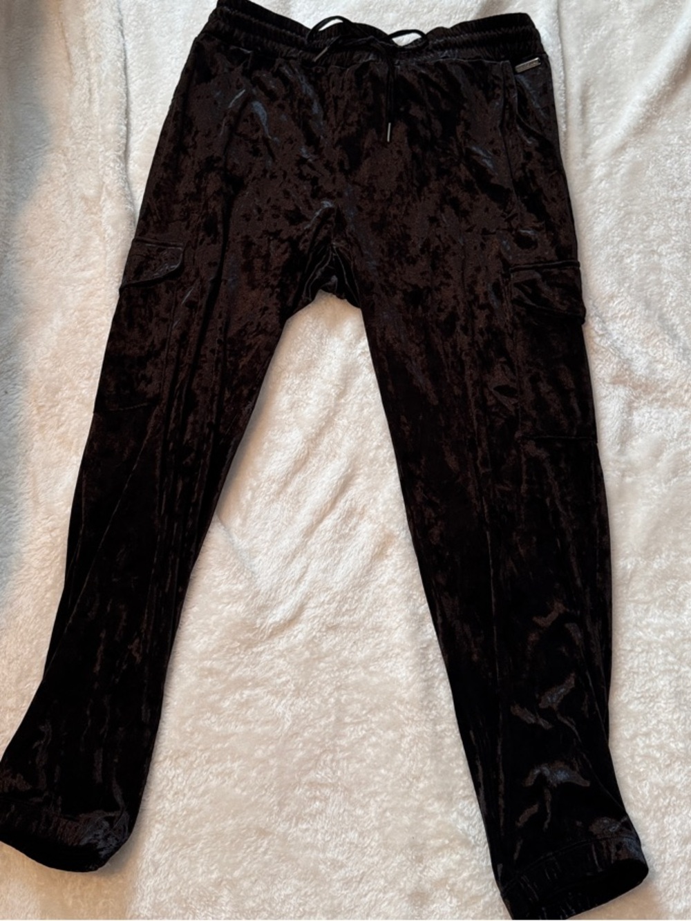 Betsey Johnson Women’s Black Velvet Jogger Pants - Plush Track Joggers